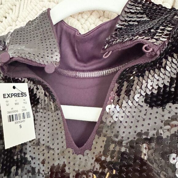 ✨ Express Sequin Long Sleeve Bodysuit – Size Small – NWT - Picture 4 of 5